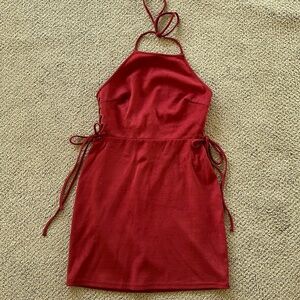 Forever21 Red Suede Halter Mini Dress Size M